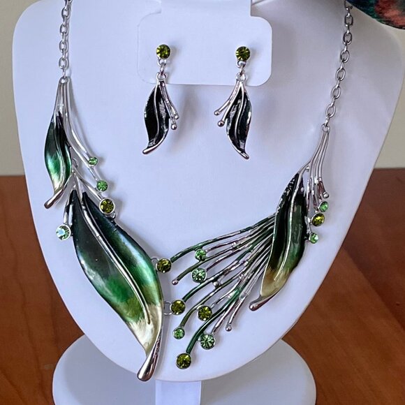 Adorable Peacock Necklace, Earrings, & Cotton Face Mask Set - Picture 8 of 12